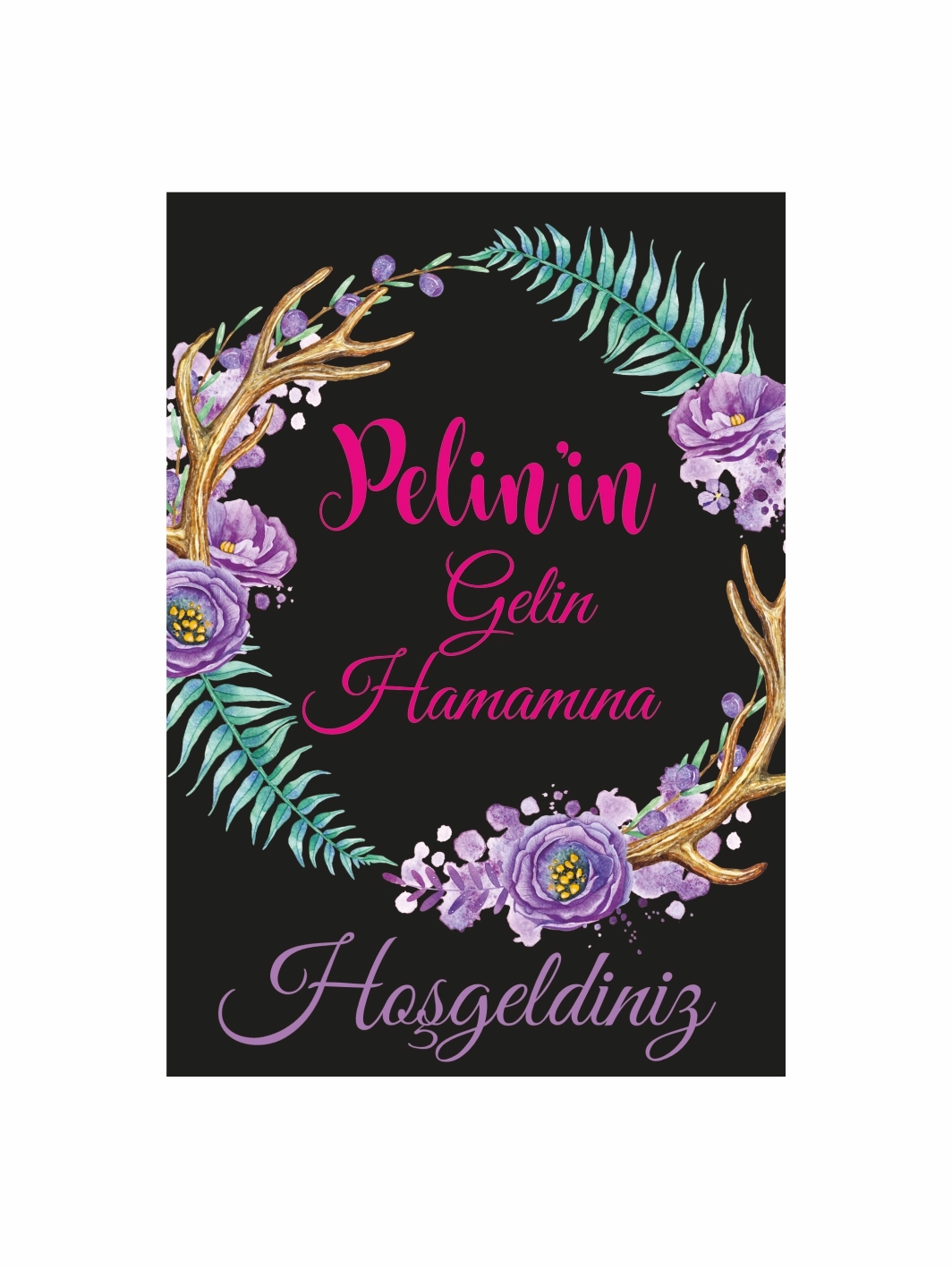 Boho Çiçek Temalı Gelin Hamamı Ayaklı Karşılama Pano