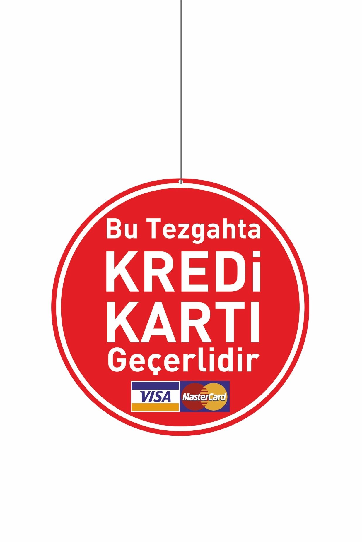 Bu Tezgahta Kredi Kartı Geçerlidir Levhası 30x30 cm – İpli Mukavva Karton