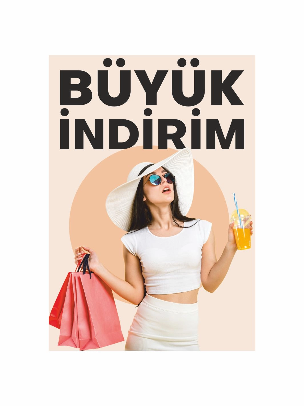 Büyük İndirim Yazılı Resimli Mağaza İç Mekan Ayaklı Karşılama Panosu