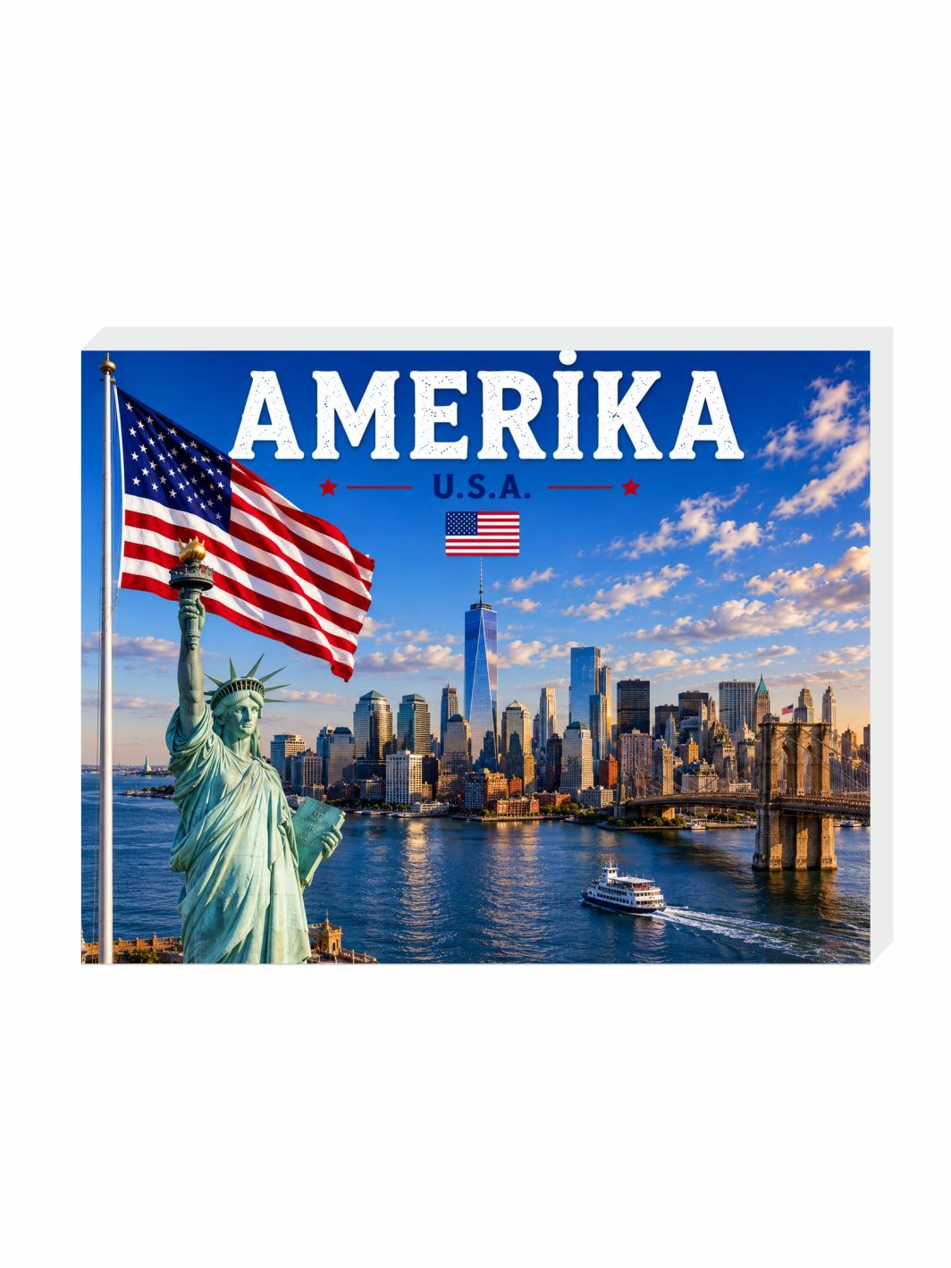 Amerika Buzdolabı Magnet Süsü | 9x7 cm ABD Hatıra Magneti
