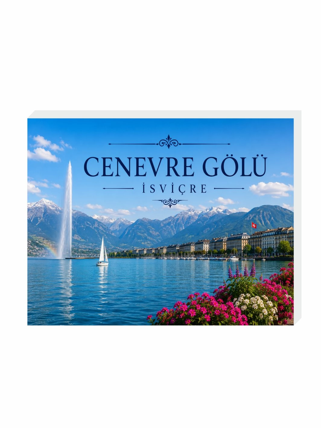 Cenevre Gölü İsviçre Süs Buzdolabı Magneti – 9x7 cm Hatıra Magneti