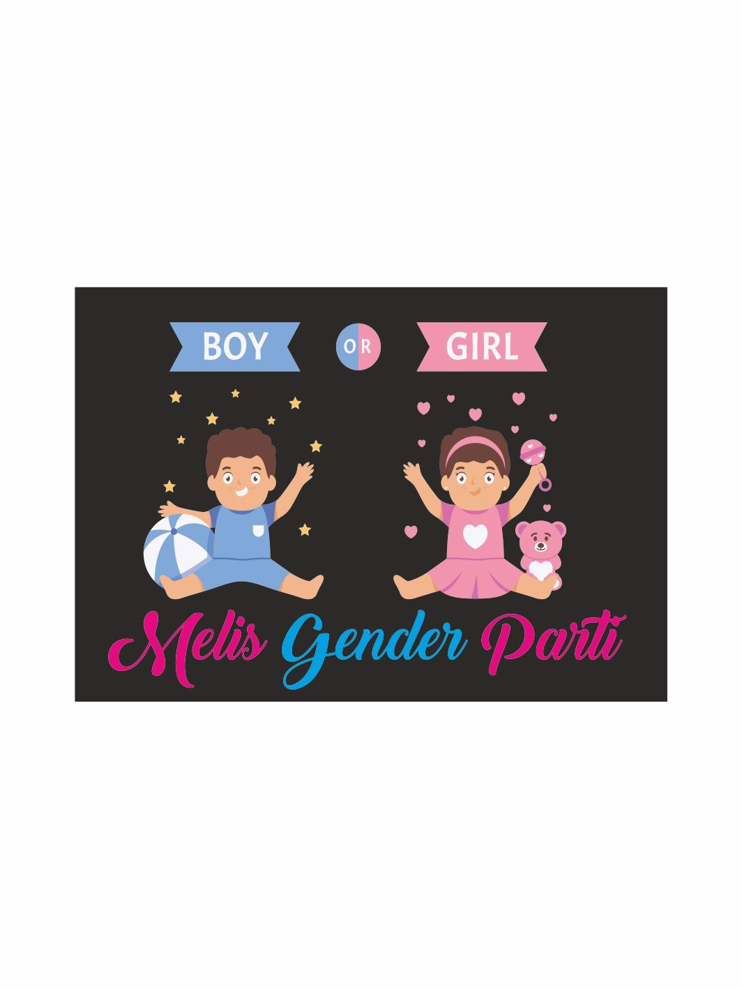 Cinsiyet Partisi Afişi Boy Or Girl Erkek Kız Bebek Figürlü
