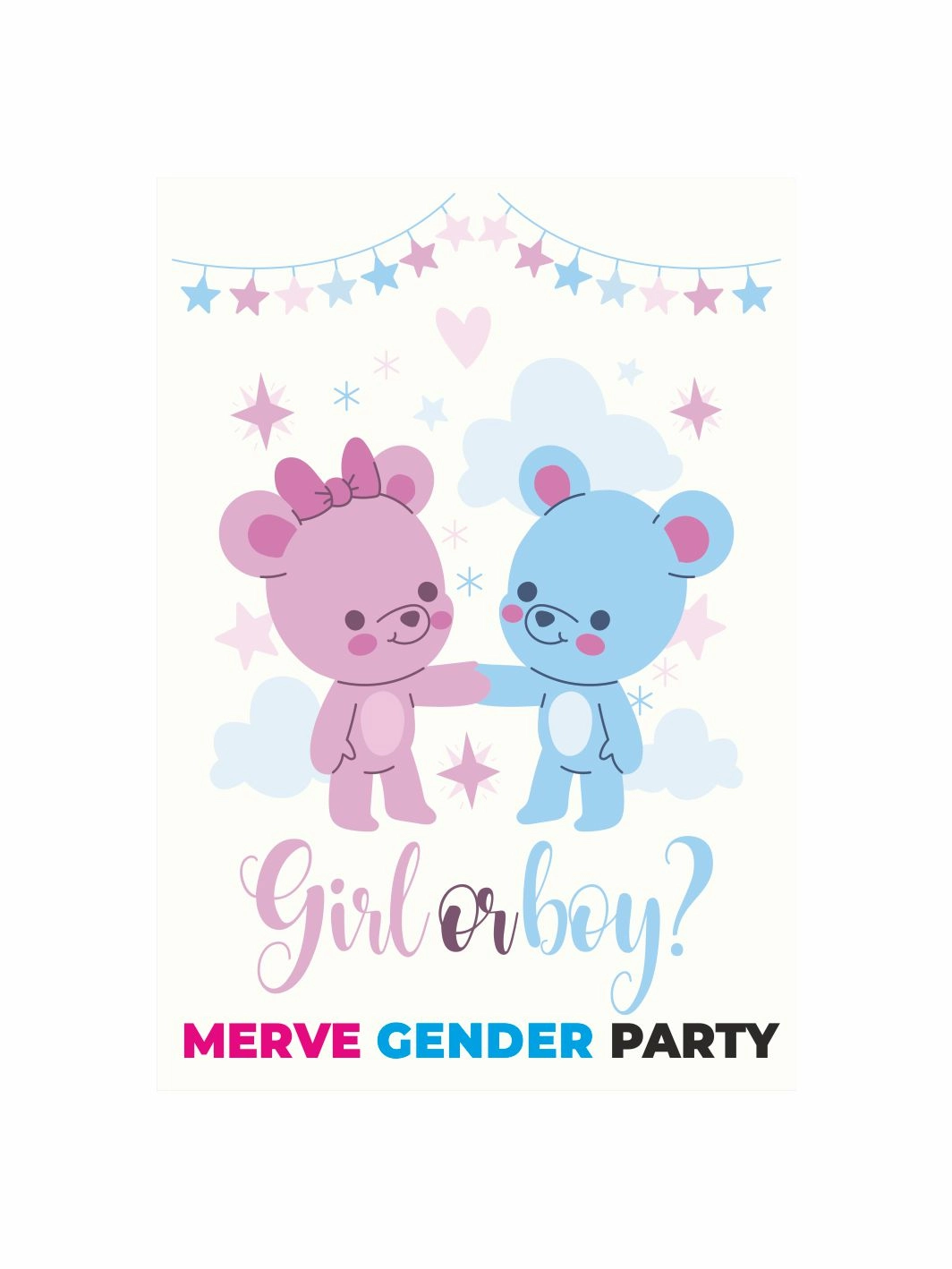 Cinsiyet Partisi Afişi Girl Or Boy Ayıcık Figürlü