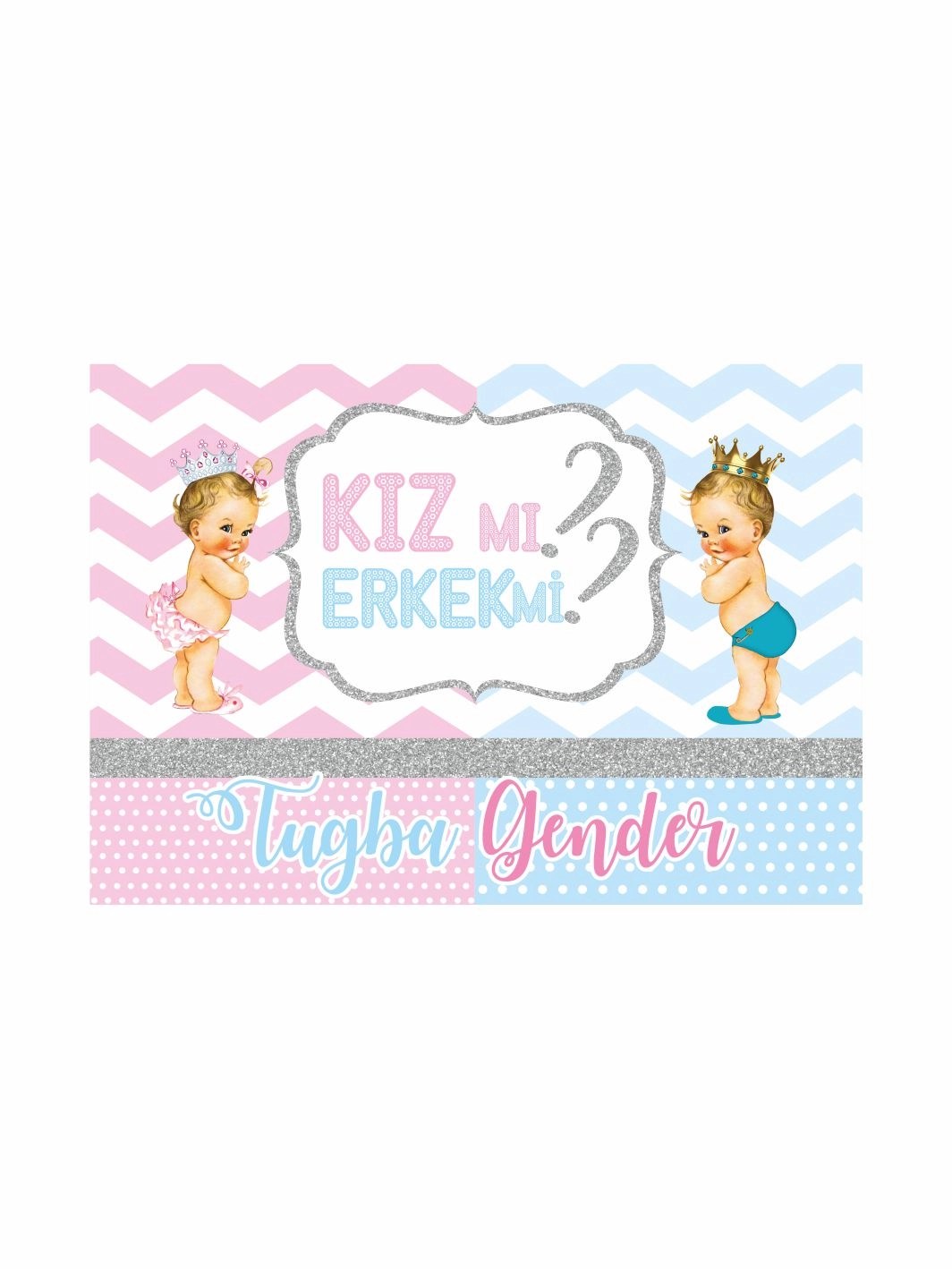 Cinsiyet Partisi Afişi Kız mI Erkek mi Retro Bebek Konsept