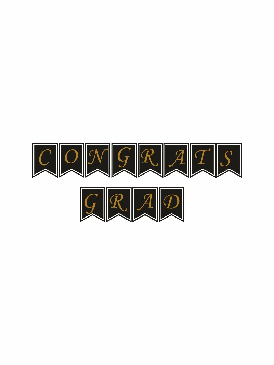 Congrats Grad Flama Banner Siyah Gold Renk Mezuniyet Parti Süslemesi