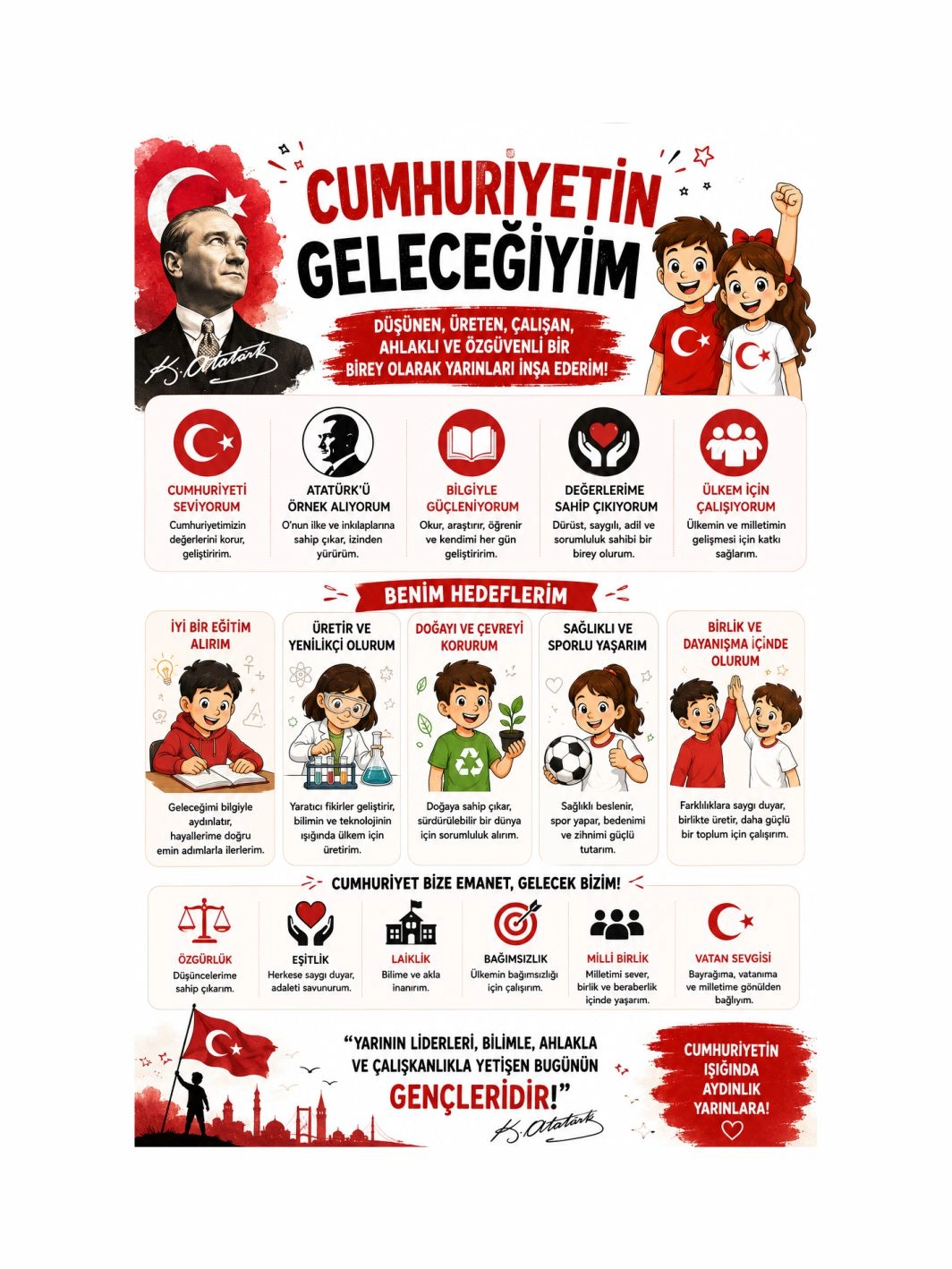 Cumhuriyetin Geleceğiyim Afişi Sınıf Öğrenci Okul Eğitici Afişi