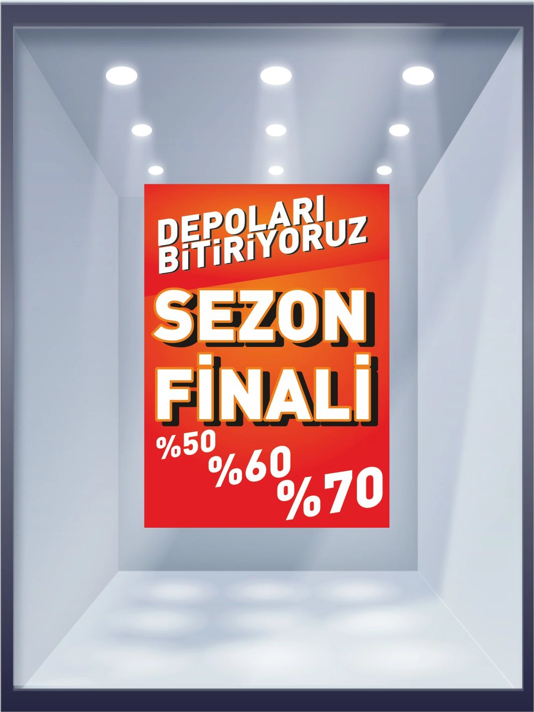 Depoları Bitiriyoruz Sezon Finali %50 %60 %70 İndirim Oranları Yazılı Vitrin Görseli