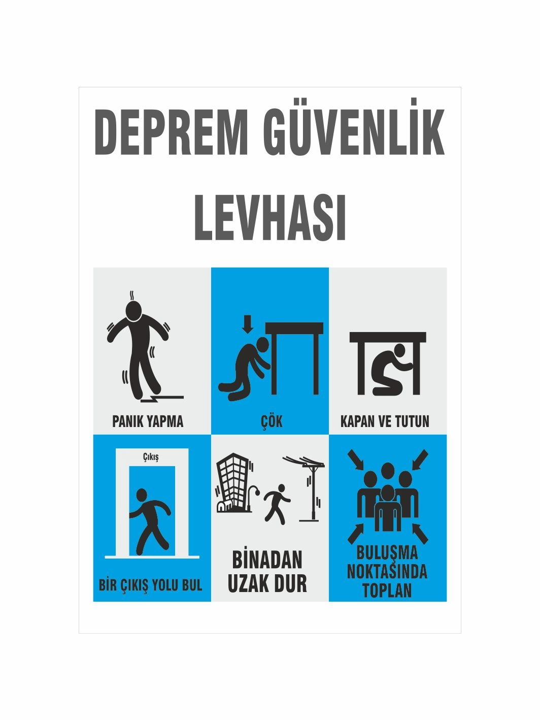 Deprem Güvenlik Uyarı Levhası 40x30cm