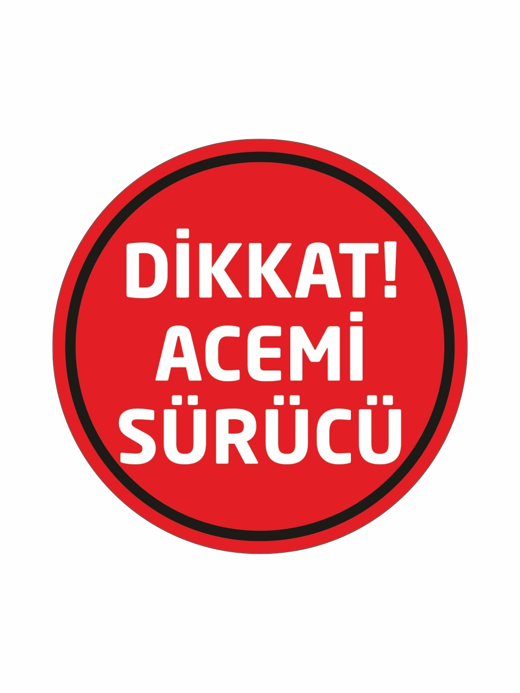 Dikkat Acemi Sürücü Folyo Etiket Kırmızı Beyaz Renk