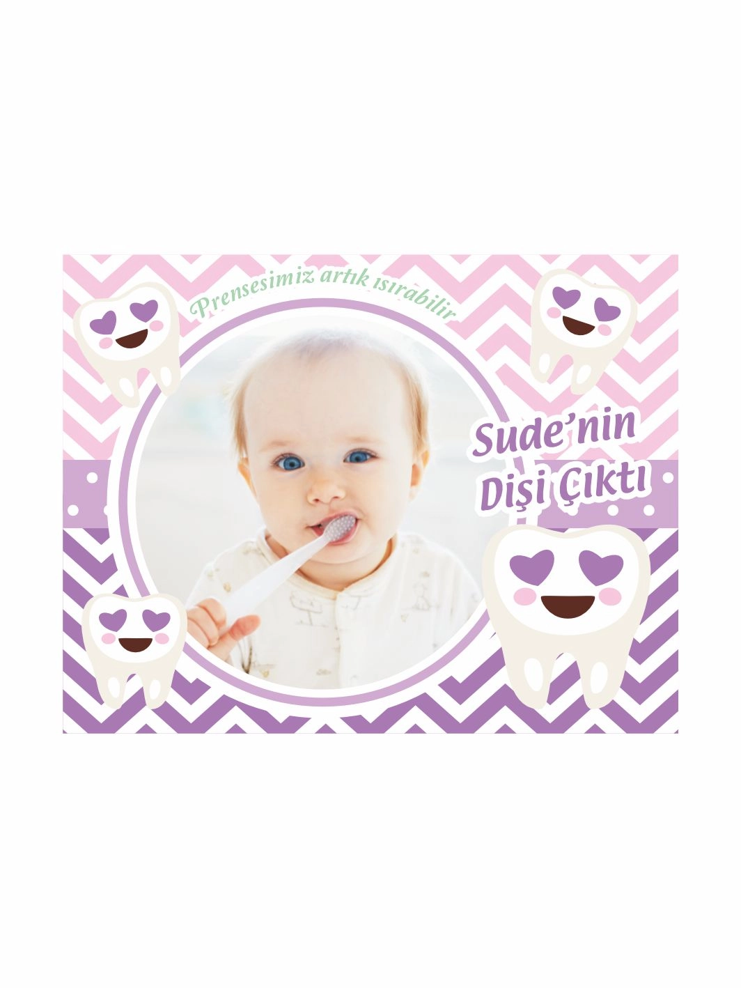 Diş Parti Magnet Pembe Lila Zemin Gülen Diş Tema