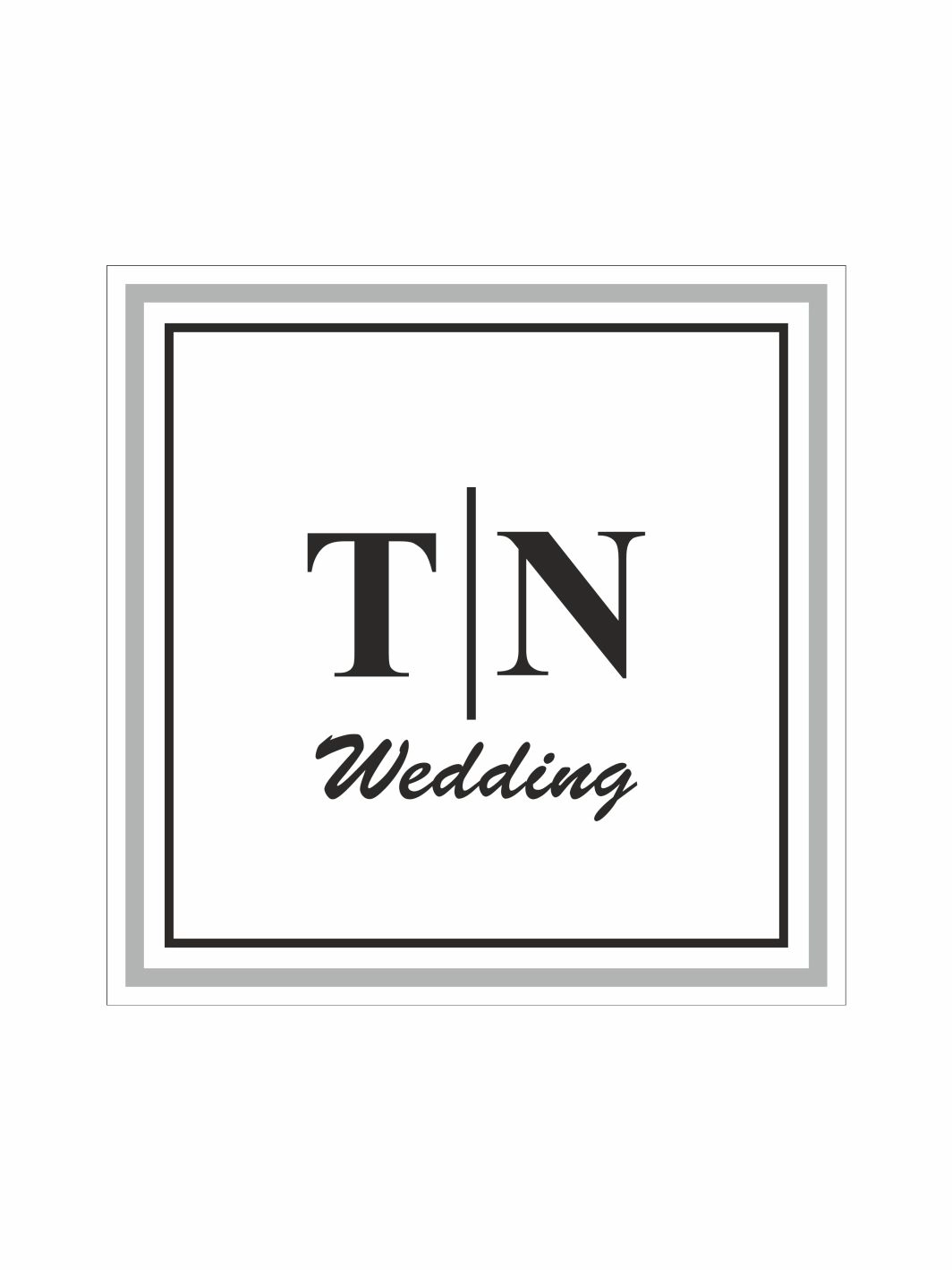 Düğün Pist Yer Kaplama Afişi Minimal Siyah Gri Çerçeveli Modern Monogram Wedding Konsept