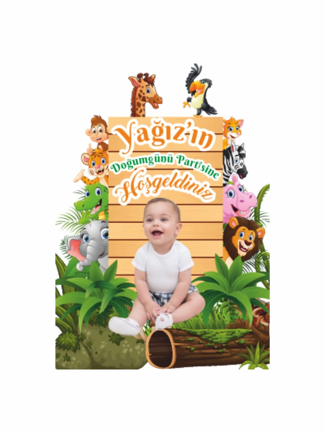 Erkek Çocuk Safari Tema Doğum Günü Pano