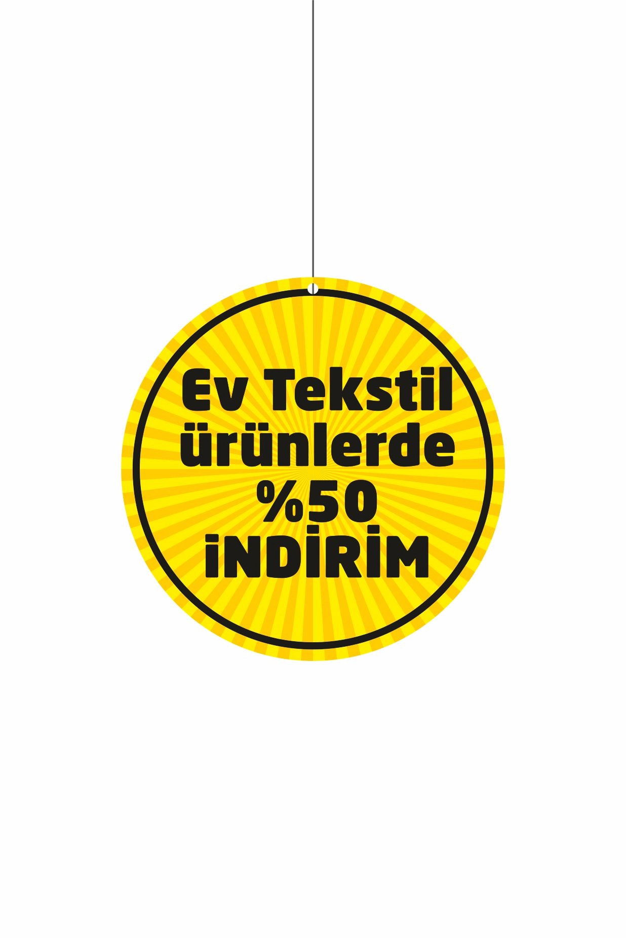 Ev Tekstil Ürünlerde %50 İndirim Mağaza Dönkartı – Çift Yön Folyo Baskı