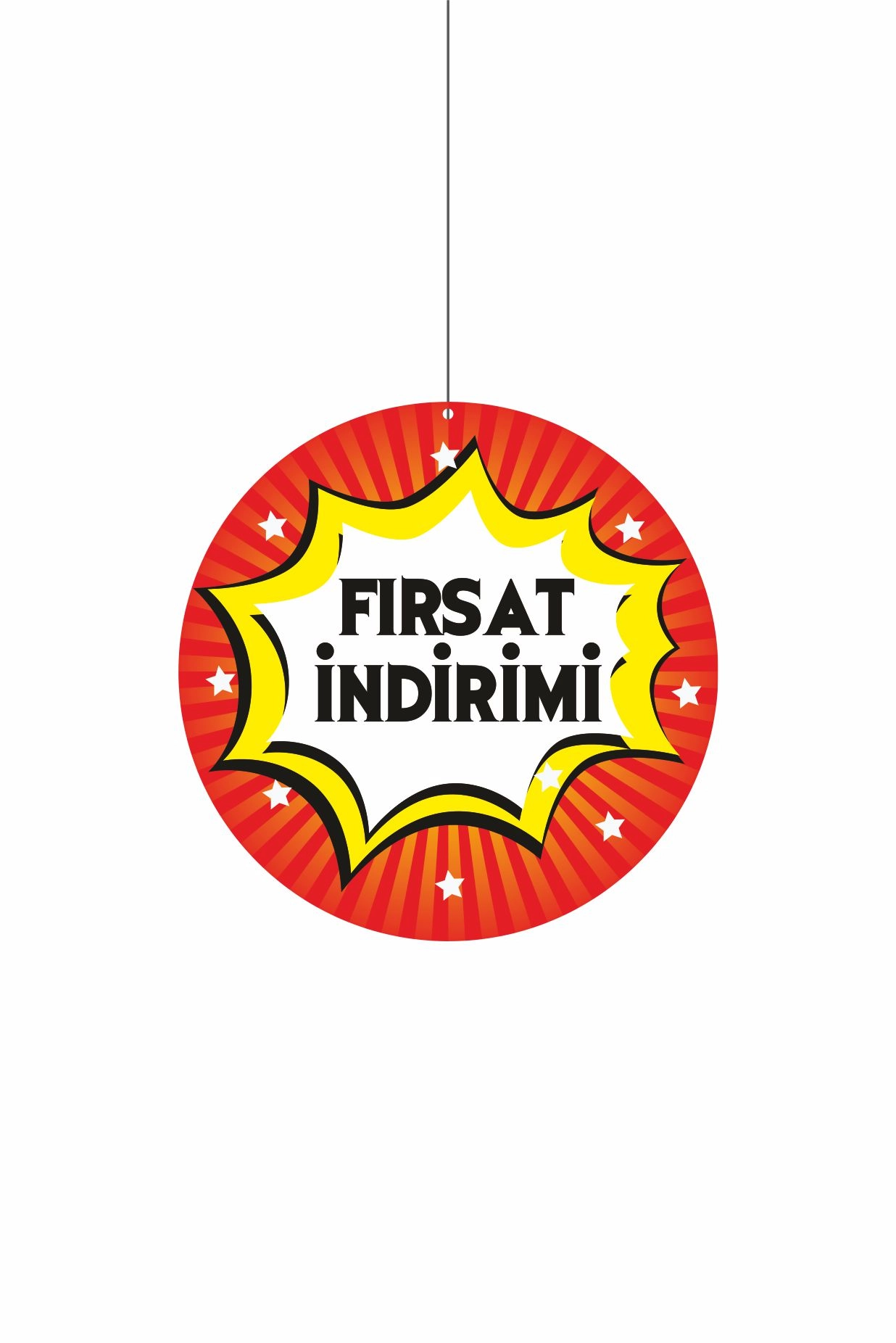 Fırsat İndirimi Mağaza Dönkartı 30x30 cm – Çift Yön Folyo Baskı Askılı