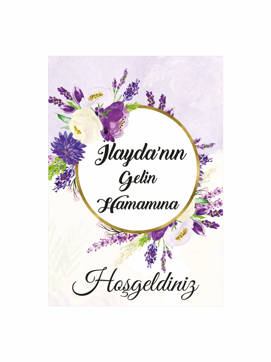 Gelin Hamamı Ayaklı Karşılama Pano Mor Çiçek Çerçeve Tema