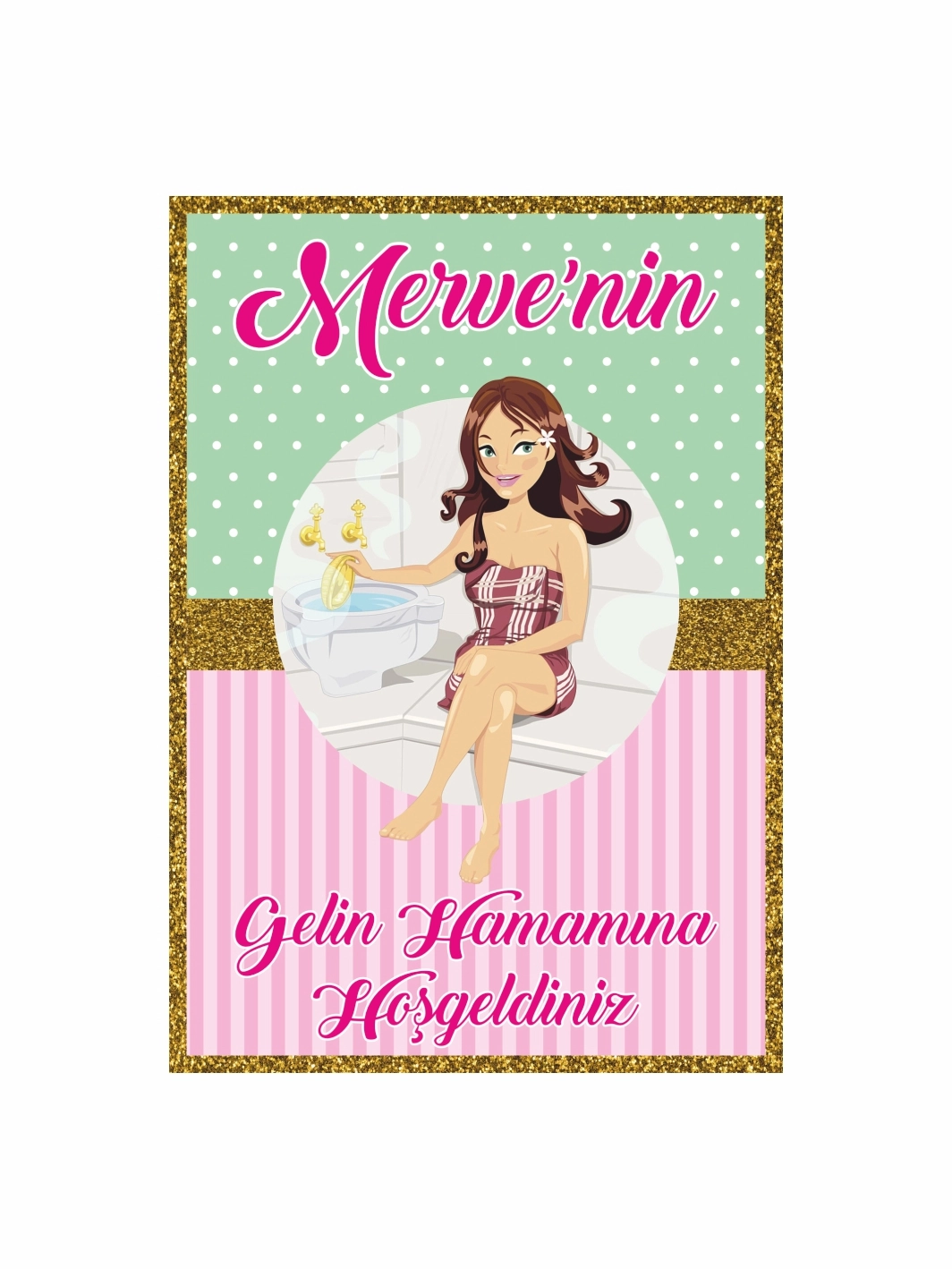 Gelin Hamamı Ayaklı Karşılama Panosu Gelin Konsept Soft Mint ve Pembe Renk