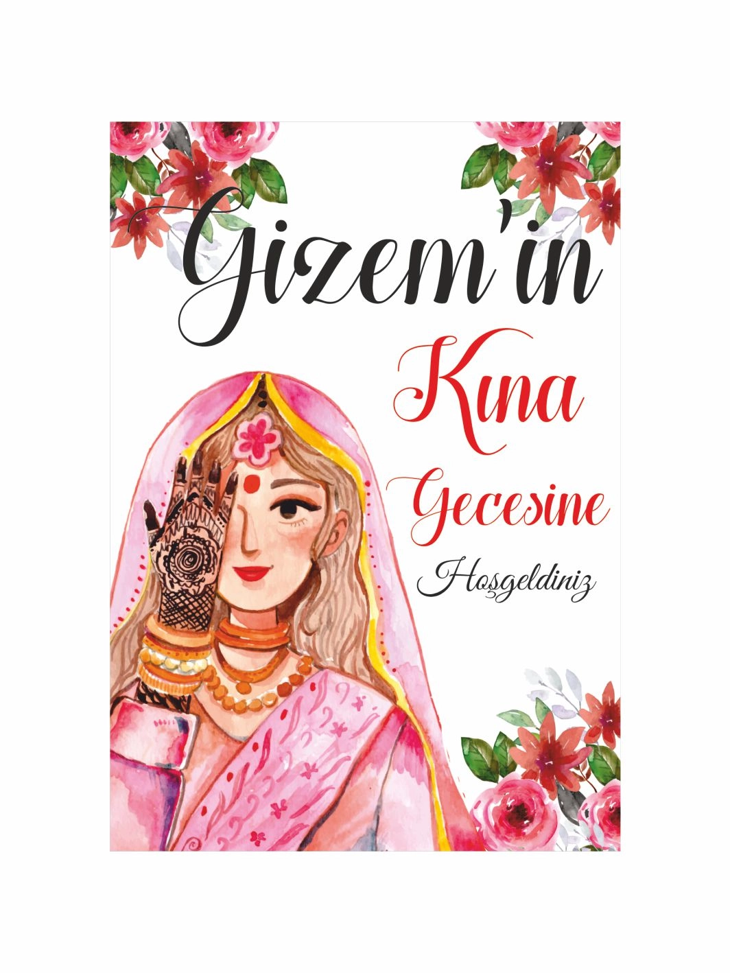 Gelin Kına Gecesi Ayaklı Karşılama Levhası Henna Gelin Konsept