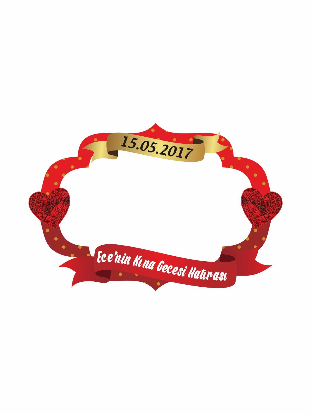 Gelin Kına Gecesi Hatıra Çerçevesi Kırmızı Gold Renk Konsept