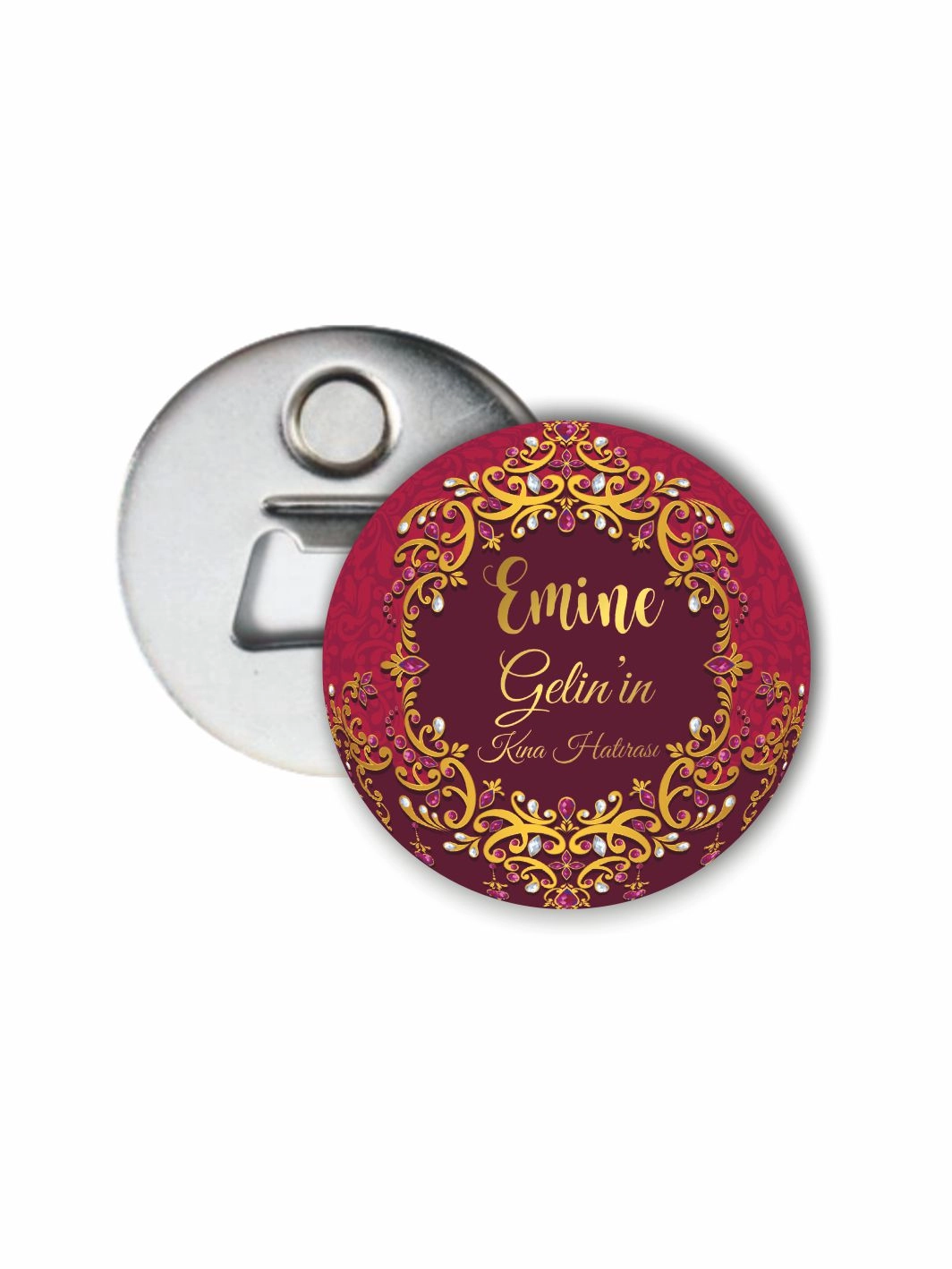 Gelin Kına Gecesi Hediyelik Açacak Magnet Vintage Tema 58mm Buton Magnet