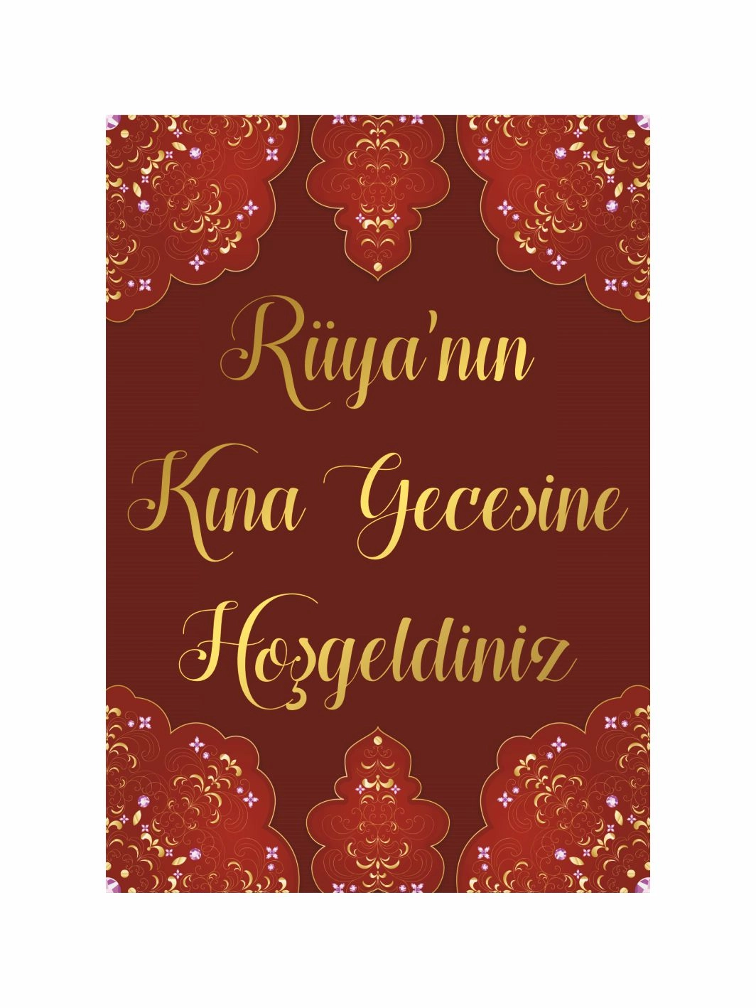 Gelin Kına Hatırası Ayaklı Karşılama Panosu Motif Zeminli Tema