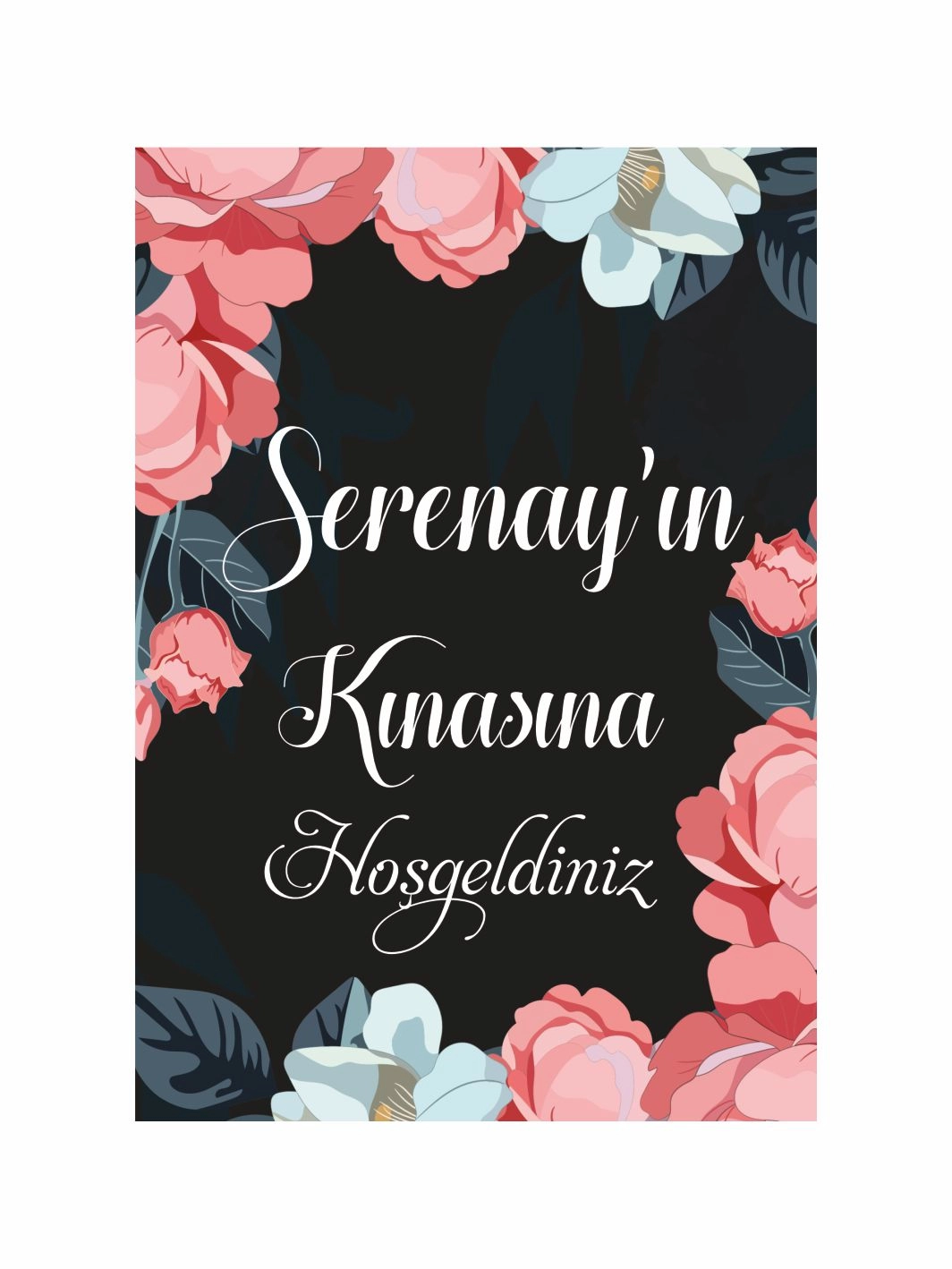 Gelin Kınası Ayaklı Karşılama Panosu Soft Çiçekler Zemin
