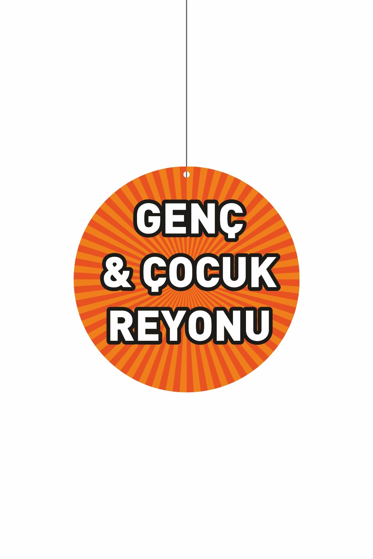Genç ve Çocuk Reyonu Yazılı Mağaza Dönkartı – Çift Yön Folyo Baskı Askılı
