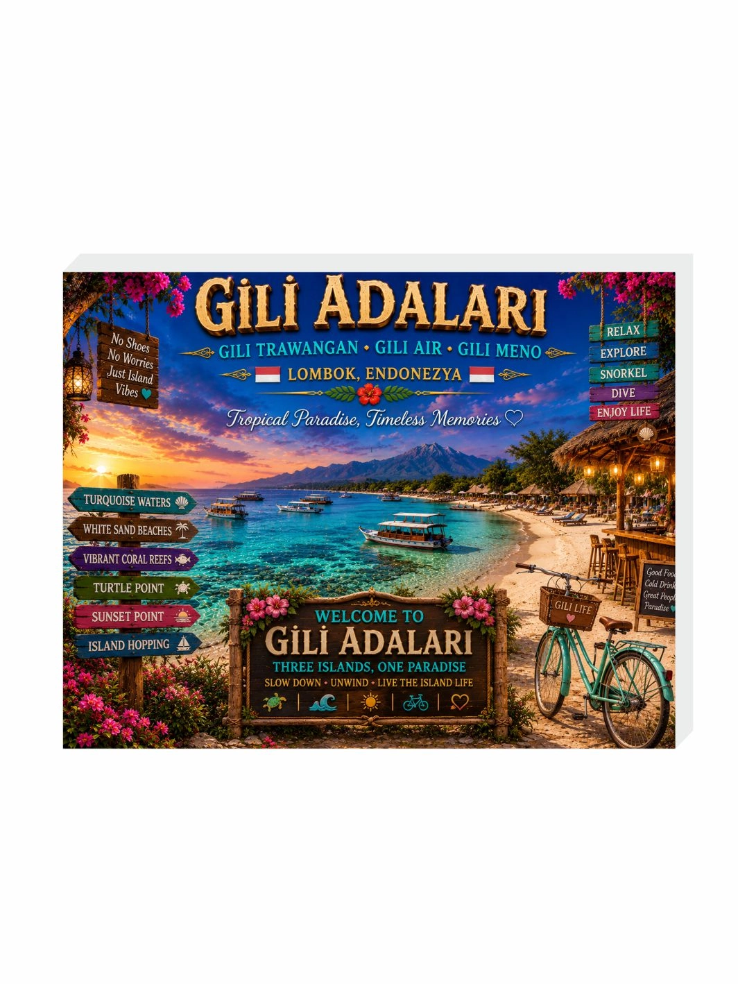 Gili Adaları Buzdolabı Süsü Magnet | Ada Temalı Hediyelik Magnet Modelleri