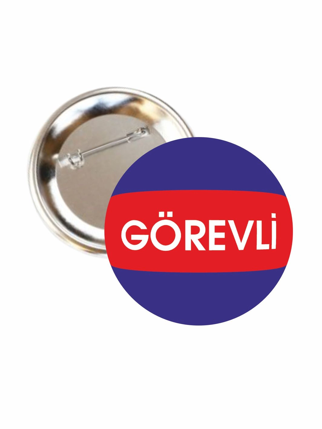 Görevli Yazılı Buton Rozet 58mm İğneli Personel Yaka Rozeti