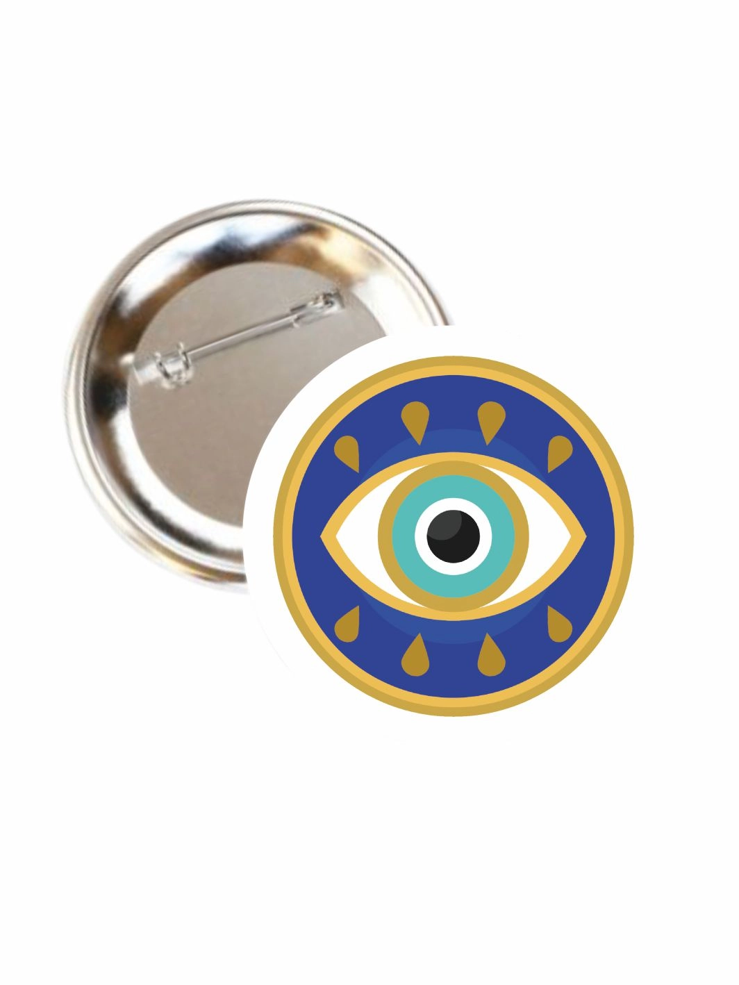 Göz Konsept Nazar Boncuk Buton Rozet 58mm İğneli Yaka Rozeti