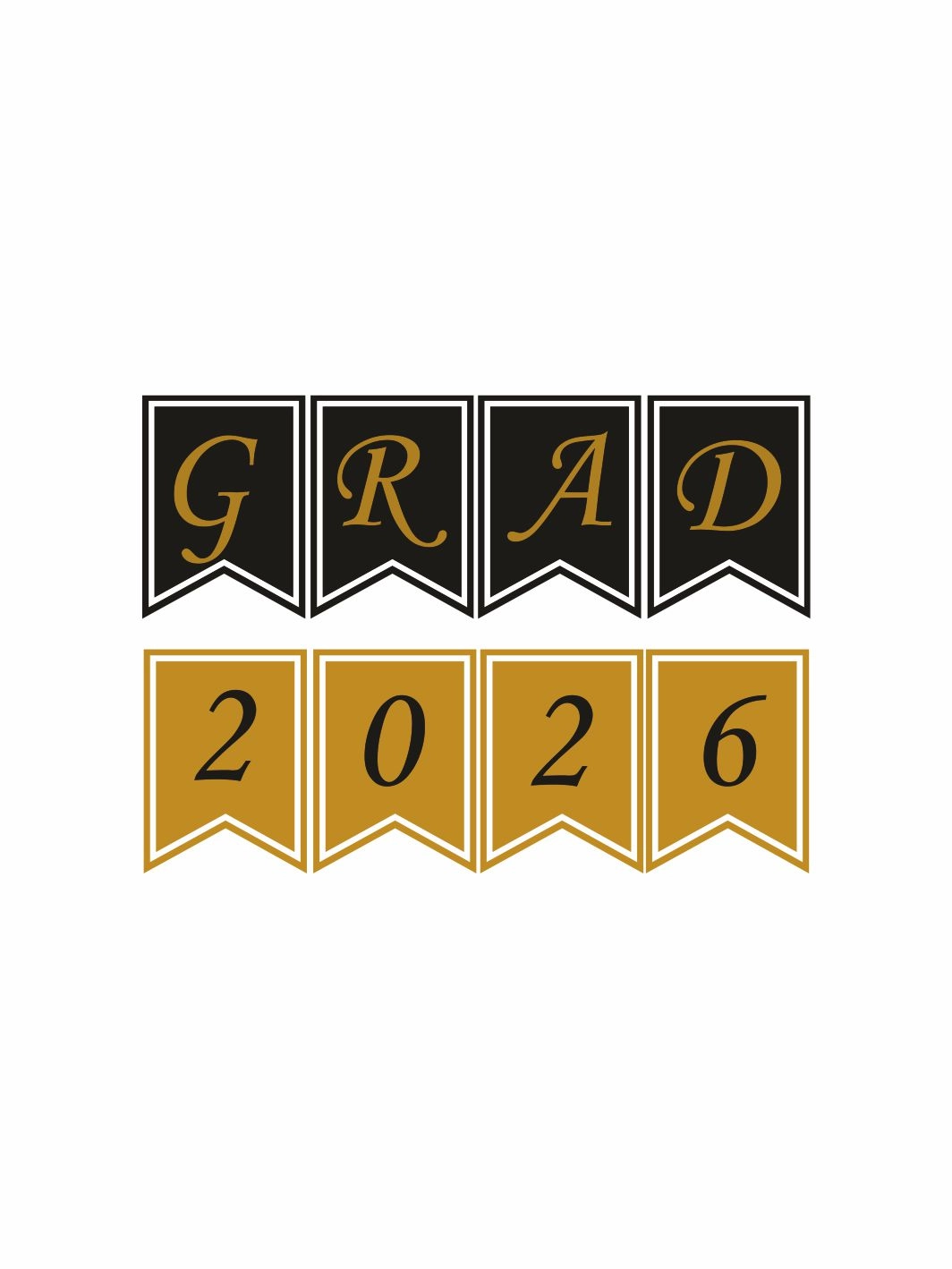 Grad 2026 Flama Banner Siyah Gold Renk Mezuniyet Parti Süslemesi