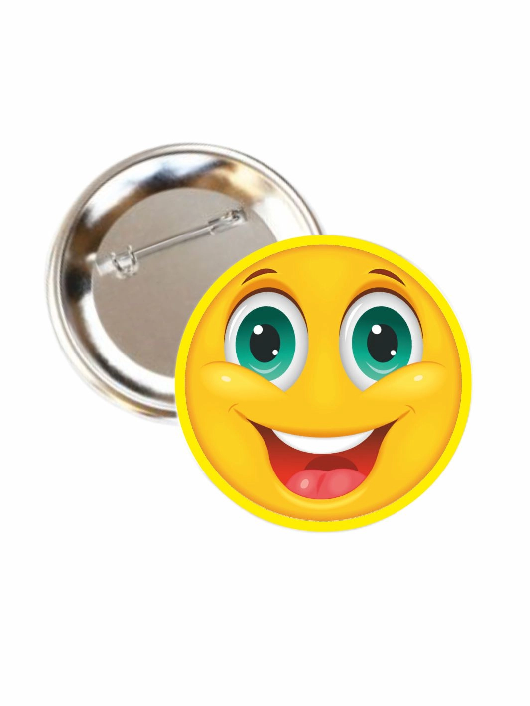 Gülen Emoji Buton Rozet 58mm İğneli Yaka Rozeti