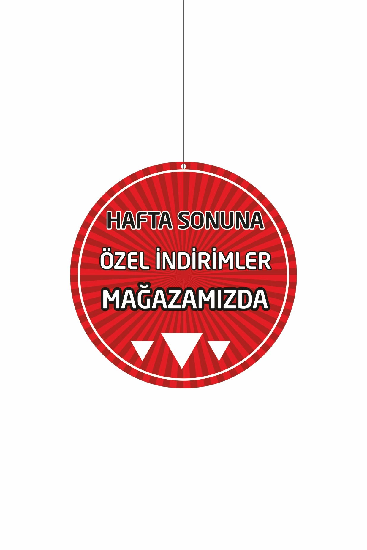 Hafta Sonuna Özel İndirimler Mağazamızda Mağaza Dönkartı – Çift Yön Askılı Baskı