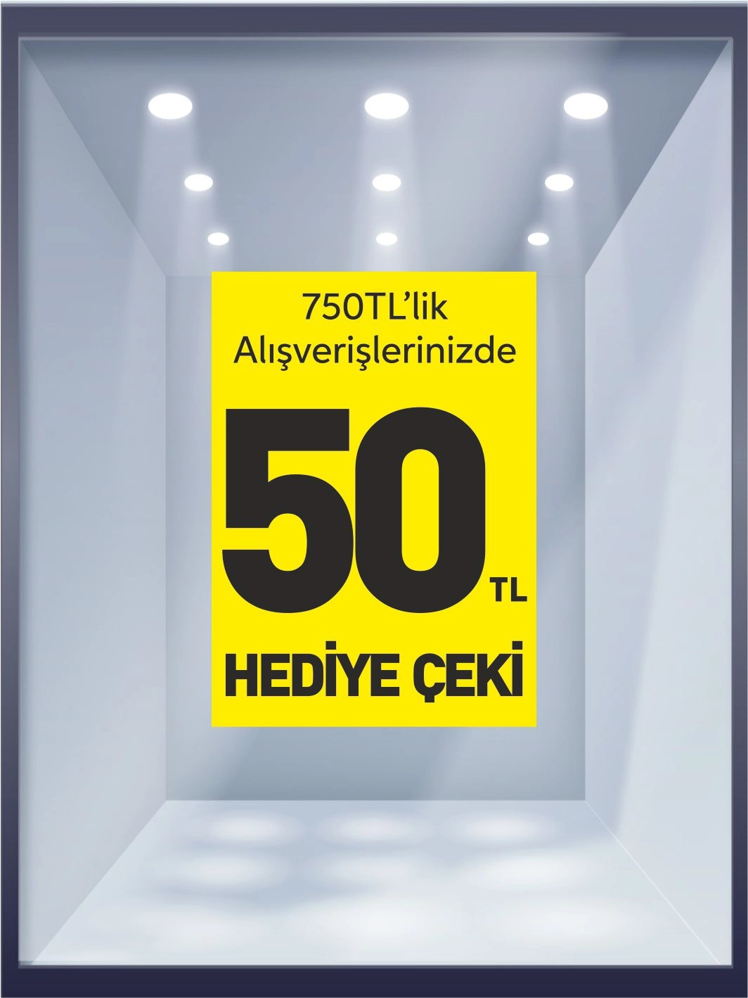 Hediye Çeki Folyo Mağaza Vitrin Hazır Görsel