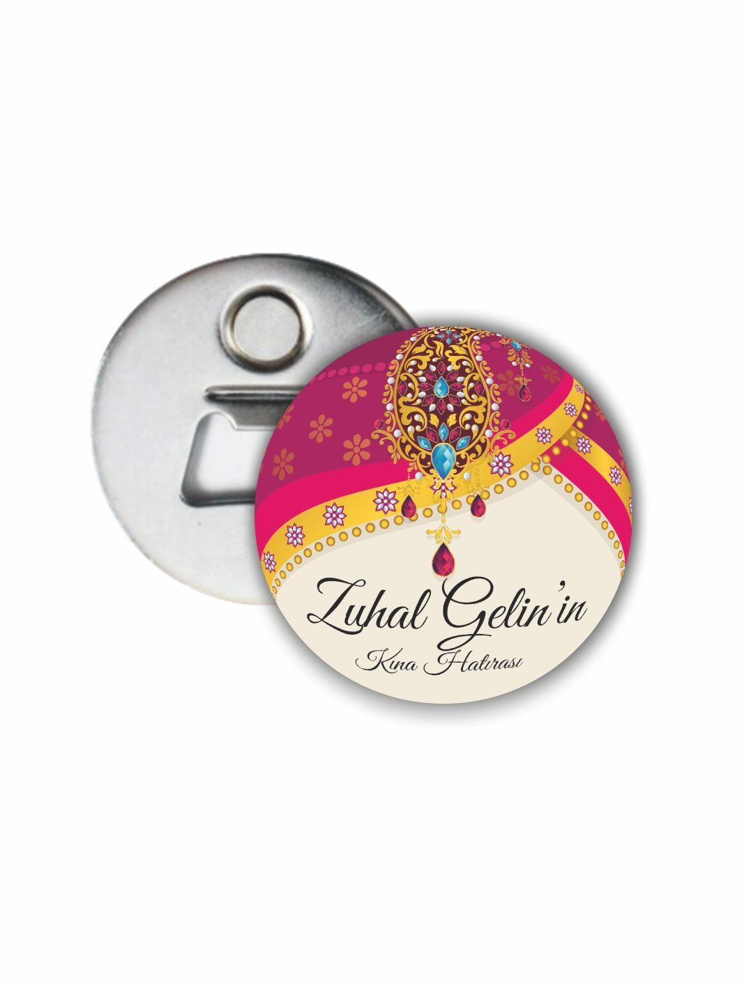 Henna Indian Tema Kına Hatırası Açacak Magneti 58mm Buton Magnet