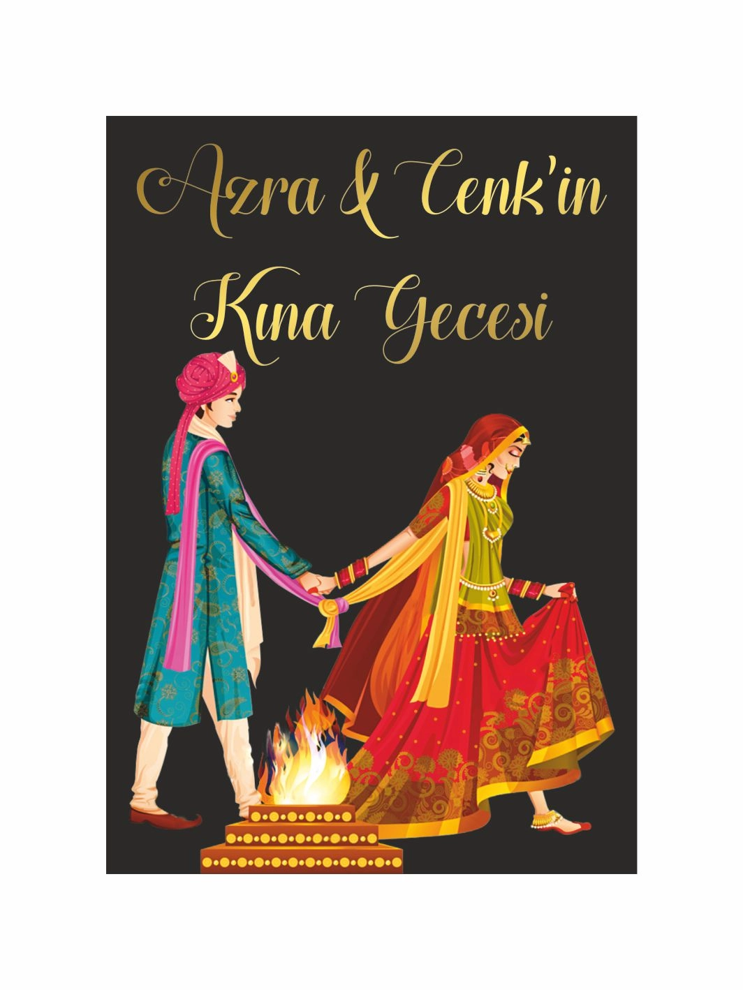 Henna Tema Gelin Damat Konsept Kına Gecesi Ayaklı Karşılama Panosu