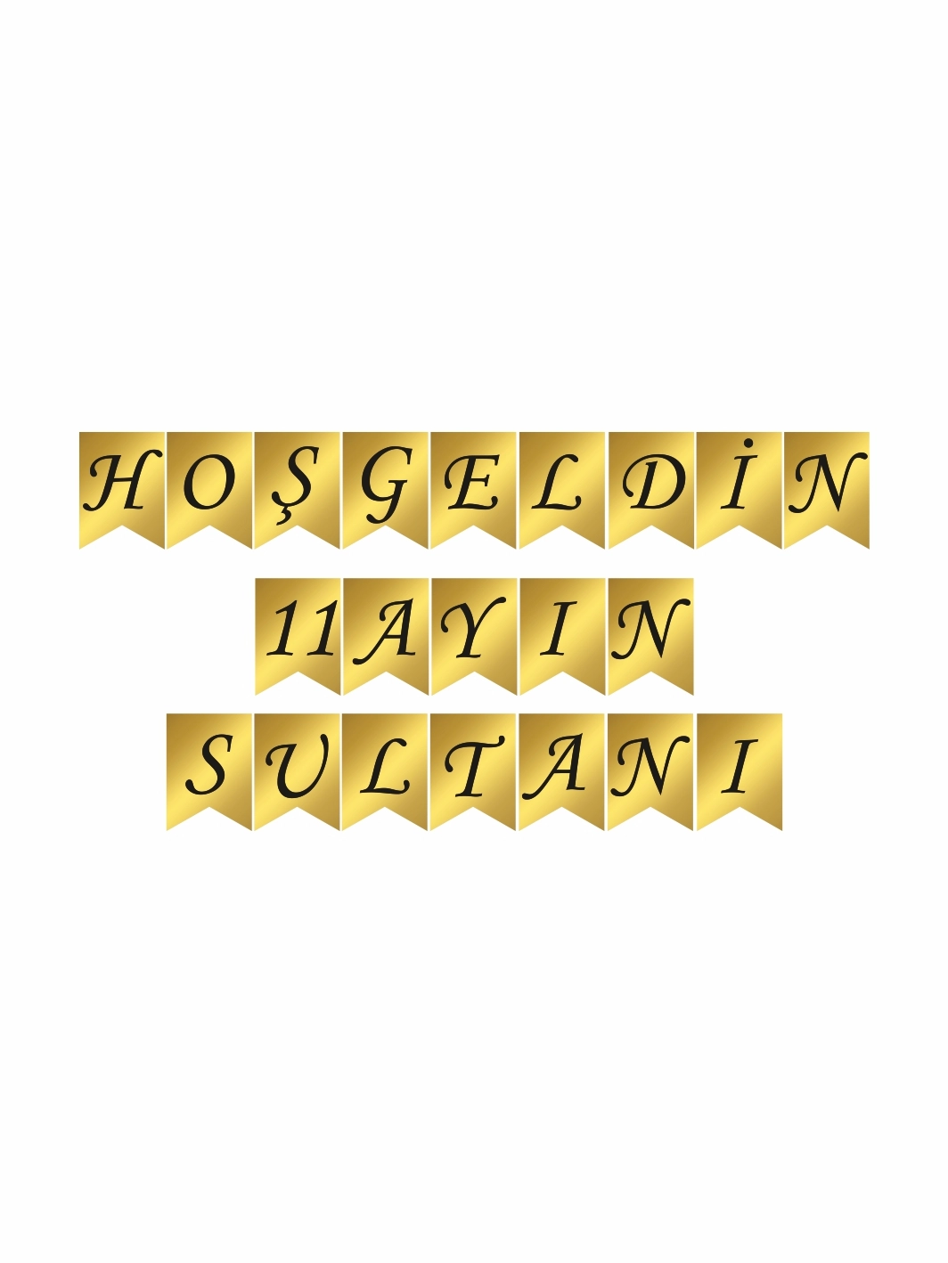 Hoş Geldin 11 Ayın Sultanı Flama Banner Gold Siyah Renk