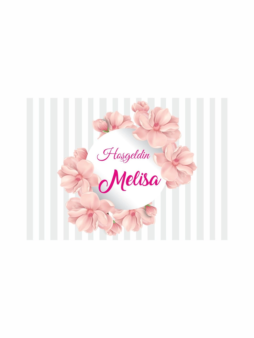 Hoş Geldin Bebek Afişi Pembe Soft Çiçek Tema