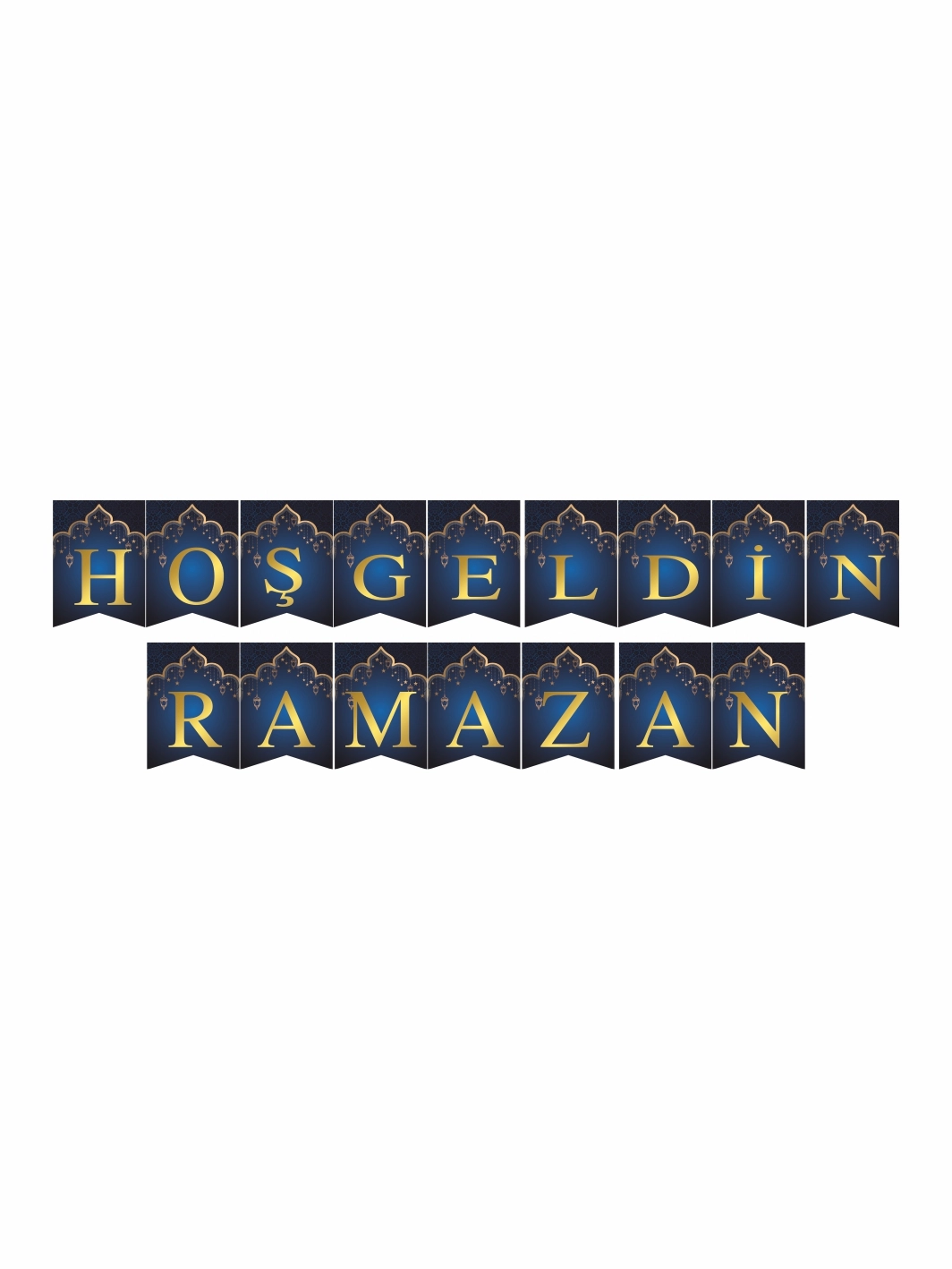 Hoş Geldin Ramazan Flama Banner Mavi Gold Konsept 