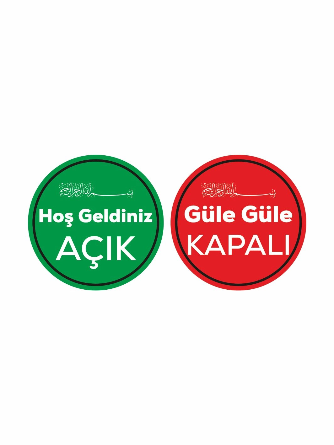 Hoş Geldiniz Güle Güle Açık Kapalı İşyeri Dükkan Mağaza Levhası Yeşil Kırmızı