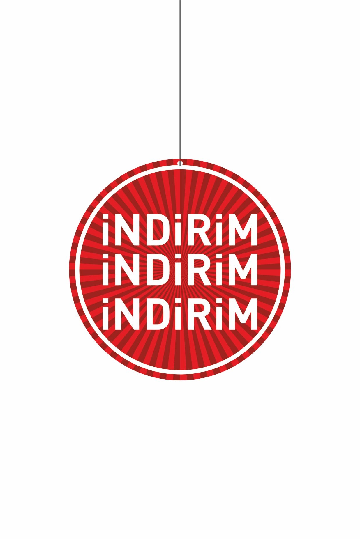 İndirim İndirim İndirim Mağaza Dönkartı Çift Yön Baskılı – Tavan Askılı Kampanya Afişi