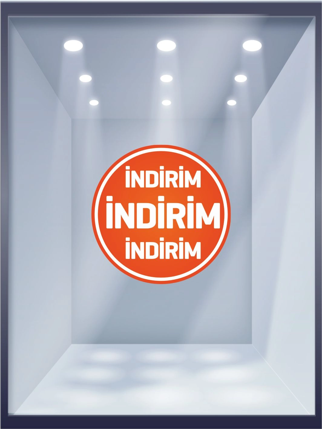 İndirim İndirim İndirim Mağaza Vitrin Folyo Baskısı Turuncu Beyaz Renk