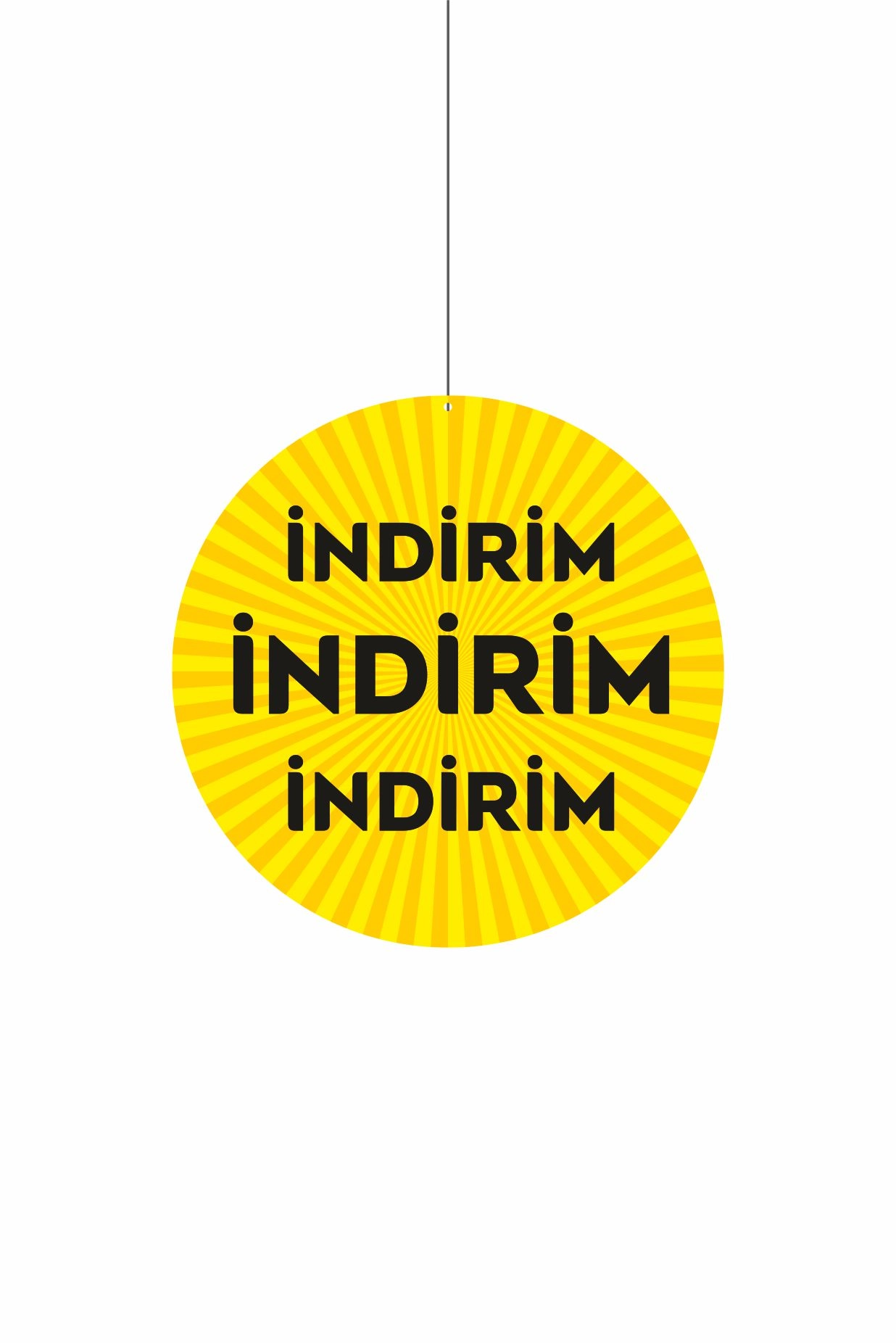 İndirim İndirim Yazılı Mağaza Dönkartı Sarı Renk Çift Yön Baskılı