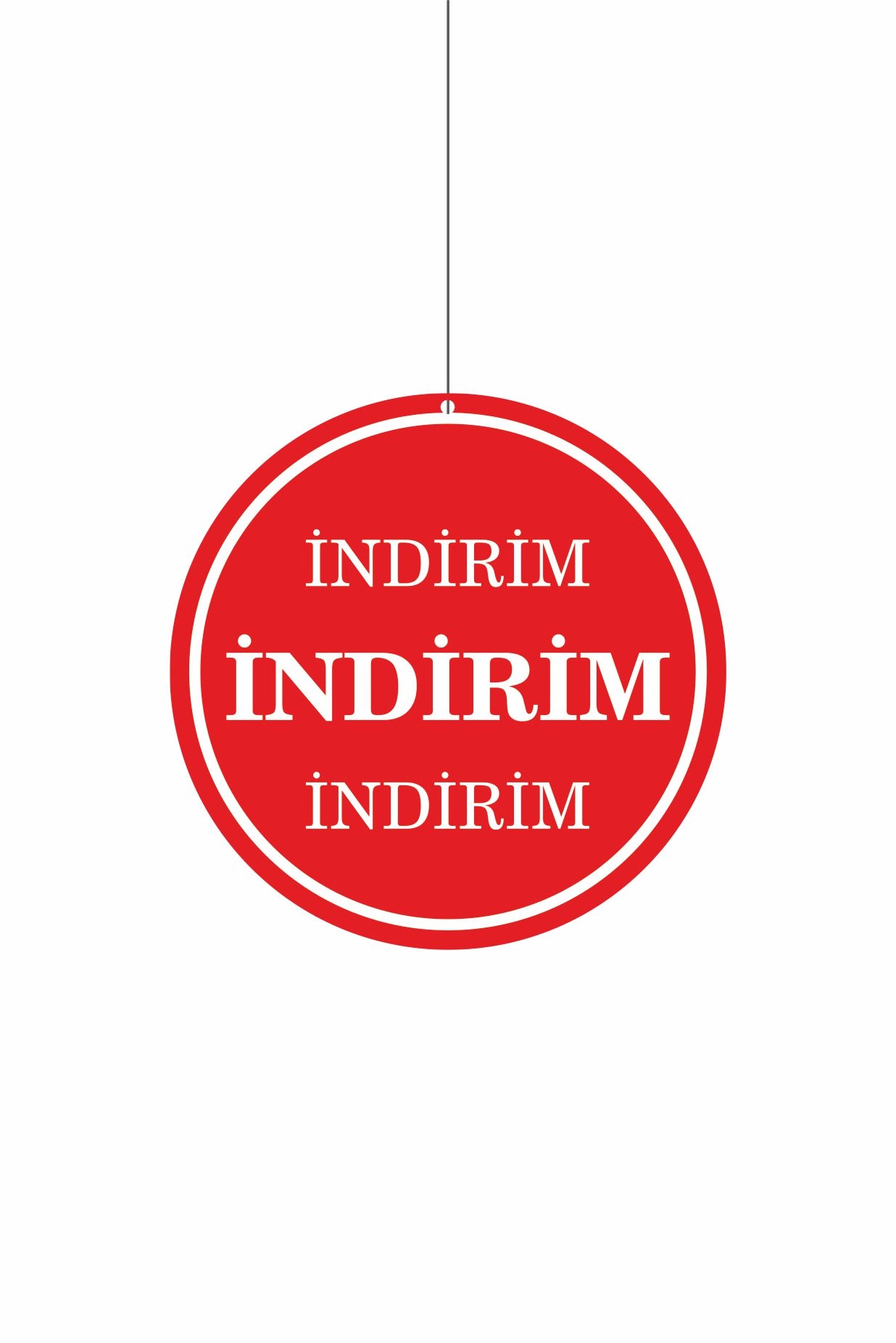 İndirim Mağaza Dönkartı Çift Yön Baskı 30x30 cm – Tavan Askılı Kampanya Afişi