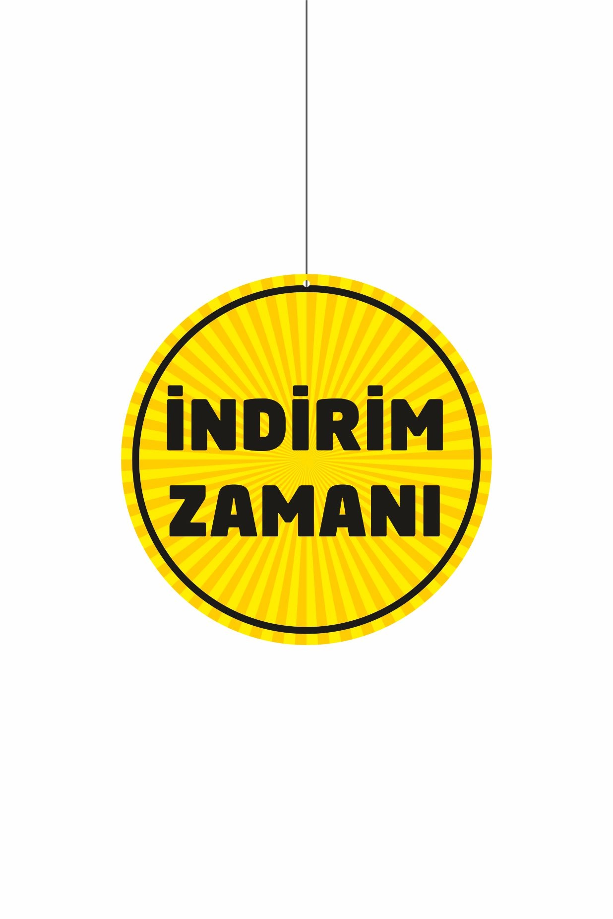 İndirim Zamanı Yazılı Sarı Zeminli Mağaza Dönkartı Çift Yön Baskılı