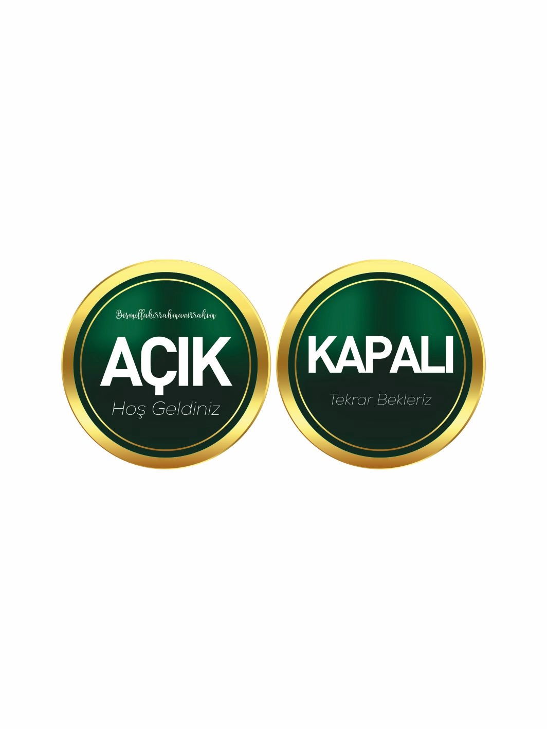 İş Yeri Dükkan Açık Kapalı Levhası Yeşil Gold Renk