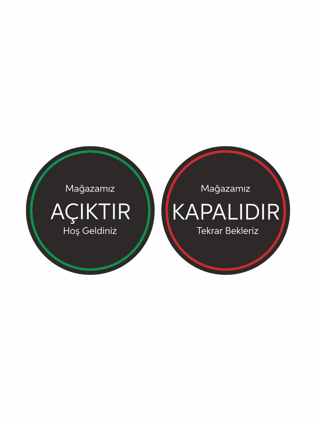 İşyeri Dükkan Mağaza Açık Kapalı Levhası Açıktır Kapalıdır Modern Siyah
