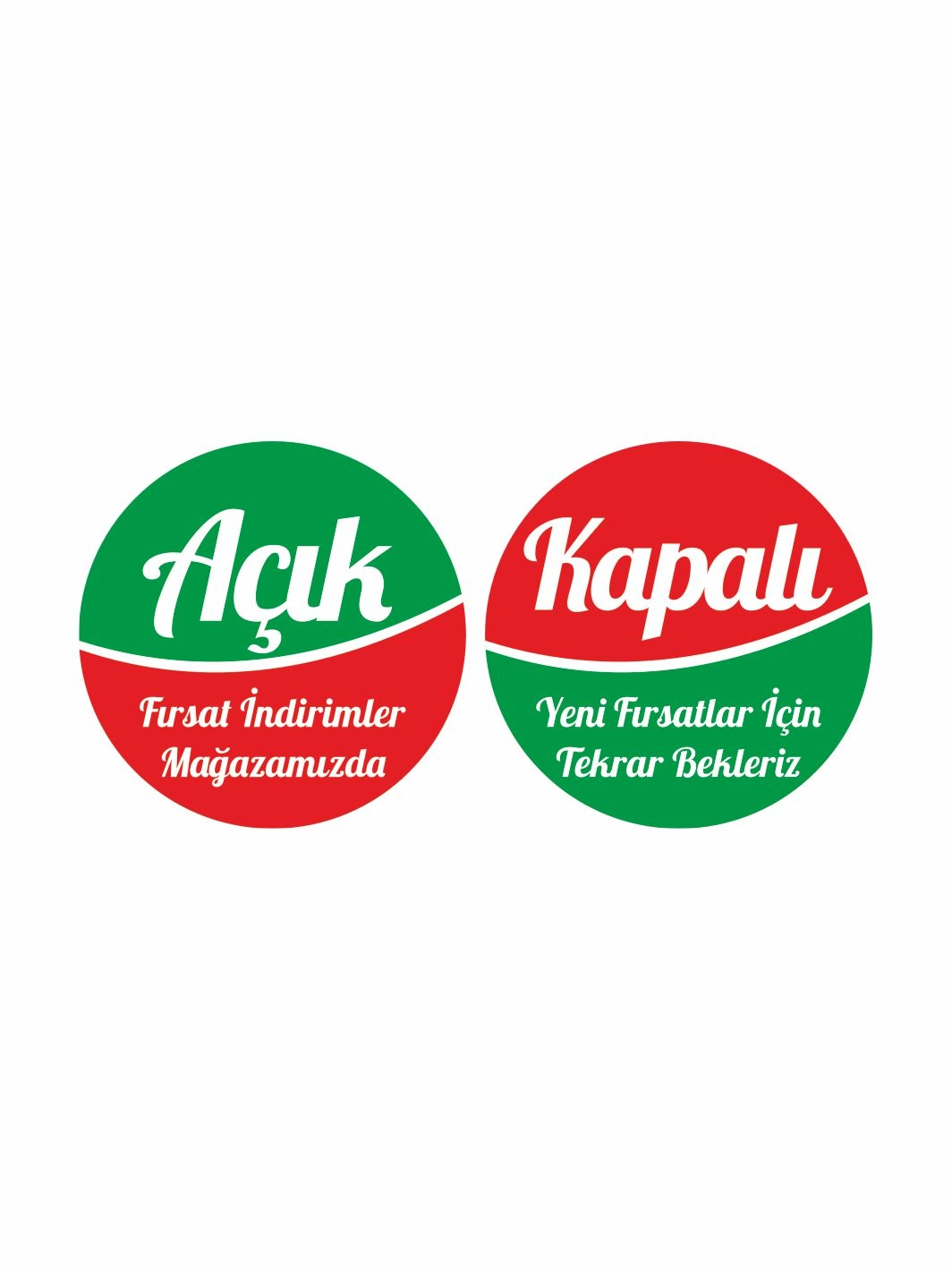 İşyeri Dükkan Mağaza Açık Kapalı Levhası Fırsat İndirimler Mağazamızda Yeni Fırsatlar Yeşil Kırmızı