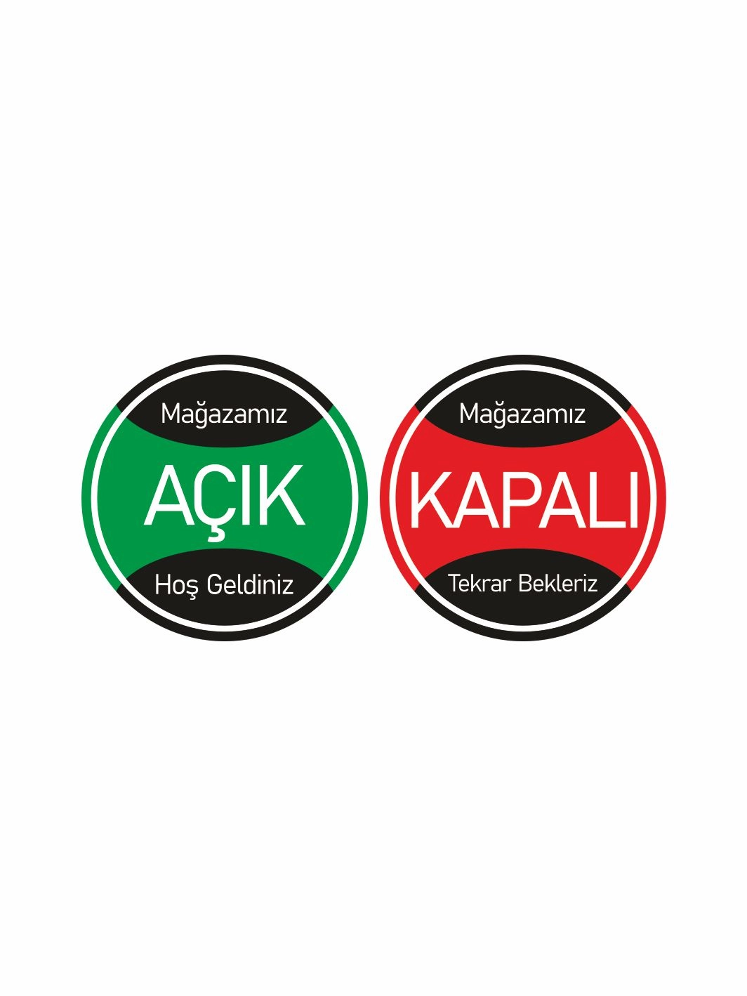İşyeri Dükkan Mağaza Açık Kapalı Levhası Mağazamız Hoş Geldiniz Tekrar Bekleriz Yeşil Kırmızı