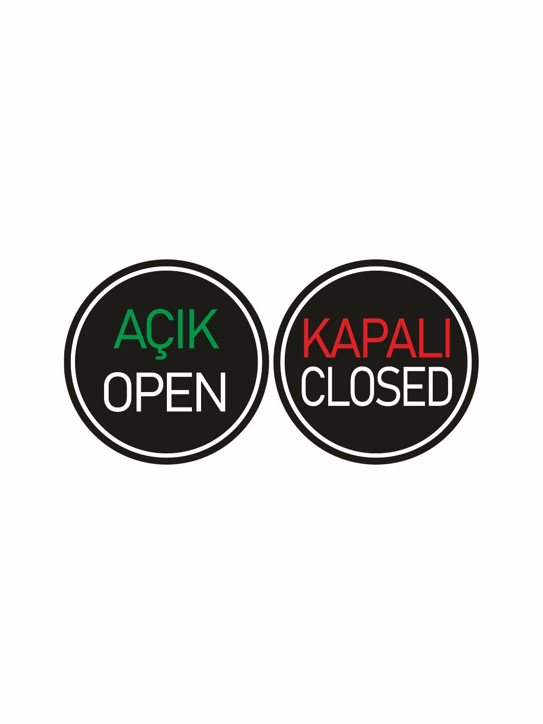 İşyeri Dükkan Mağaza Açık Kapalı Levhası Open Closed Siyah