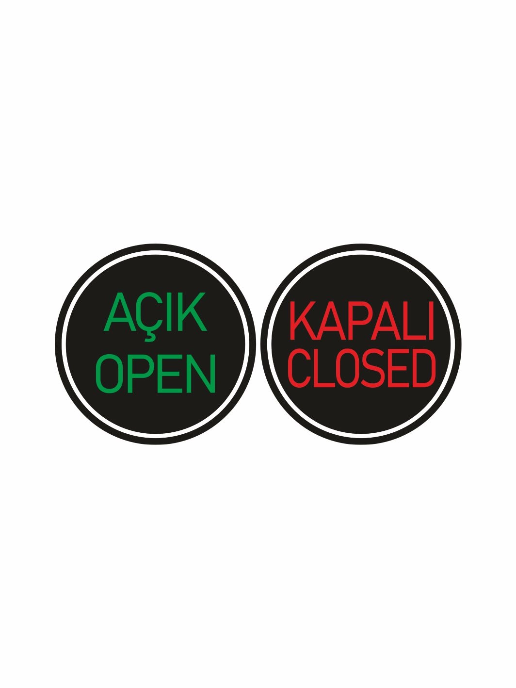 İşyeri Dükkan Mağaza Açık Kapalı Levhası Open Closed Siyah Zemin